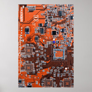 Poster Carte circuit imprimé circuit orange PCB