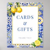 Poster Carte citron italienne méditerranéenne Cadeaux Pos (Devant)