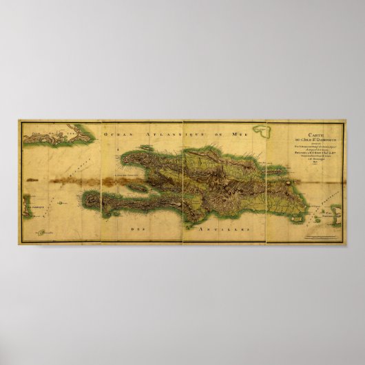 Poster Carte classique 1805 Antiquaire d'Hispaniola (Devant)