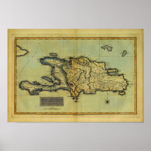 Poster Carte classique 1823 Antiquaire d'Hispaniola & Haï (Devant)