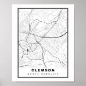 Poster Carte Clemson (Devant)