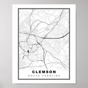 Poster Carte Clemson