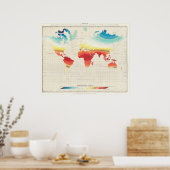 Poster Carte climatique vintage (Cuisine)