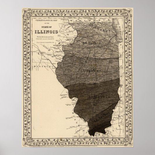 Poster Carte climatologique, Illinois (Devant)