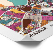 Poster Carte colorée de Brasilia (Coin)