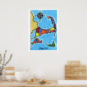 Poster Carte colorée de Cape Cod (Cuisine)