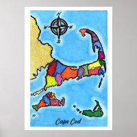 Carte colorée de Cape Cod