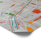 Poster Carte colorée de Chicago (Coin)
