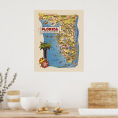 Poster Carte colorée de Floride (Cuisine)