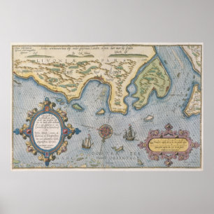 Poster Carte commerciale de Néerlandais de la mer