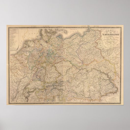 Poster Carte composite de l'Allemagne (Devant)