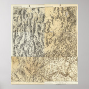 Poster Carte composite de l'Arizona, du Nevada et de l'Ut