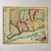 Poster Carte Connecticut (Devant)
