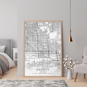 Poster Carte contemporaine de la rue de Phoenix Arizona n