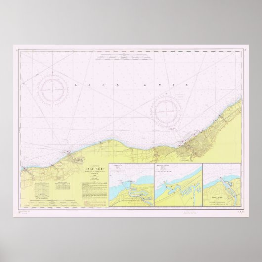 Poster Carte côtière du lac Érié vintage (1965) (Devant)