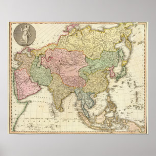 Poster Carte couleur de main de l'Asie