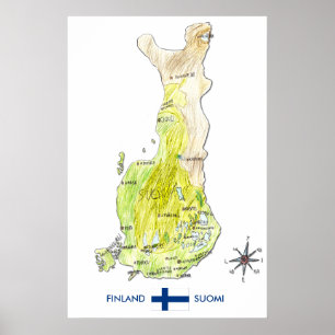 Poster Carte couleur tirée par la main d'affiche de la