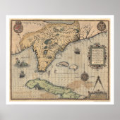 Poster Carte Cuba & Floride 1591 (Devant)