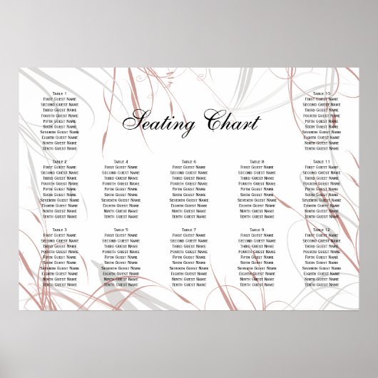 Poster Carte d'accueil Rose et gris doux (Devant)