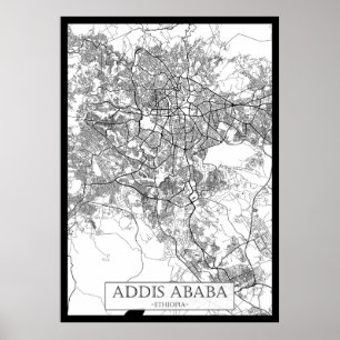 Poster Carte d'Addis-Abeba Éthiopie