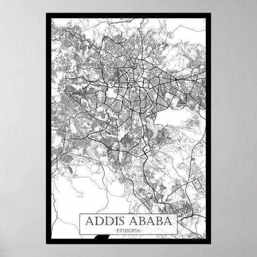 Poster Carte d'Addis-Abeba Éthiopie (Devant)