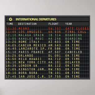 Poster Carte d'aéroport (texte personnalisable, titre aus