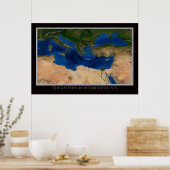 Poster Carte d'affichage satellite de la Méditerranée ori (Cuisine)