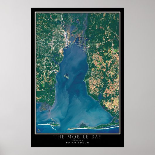 Poster Carte d'affichage satellite de Mobile Bay Alabama (Devant)