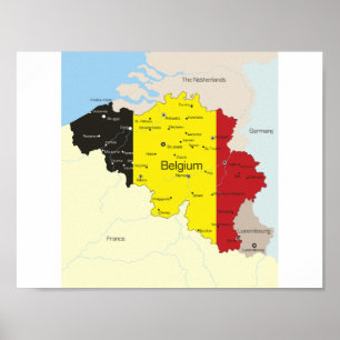 Poster Carte d'affiche de la Belgique