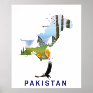 Poster Carte d'affiche de voyage Pakistan