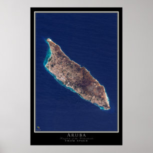 Poster Carte d'affiche satellite d'Aruba