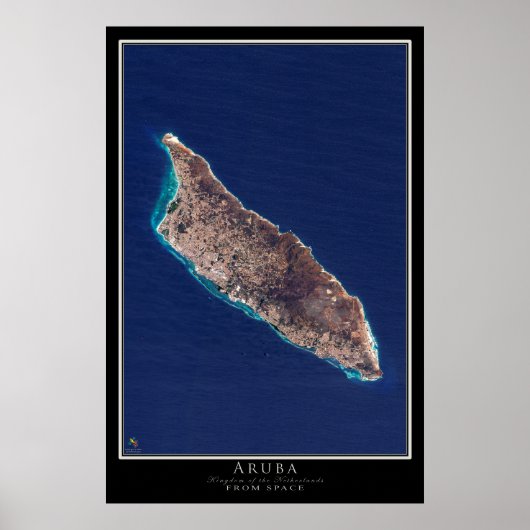Poster Carte d'affiche satellite d'Aruba (Devant)