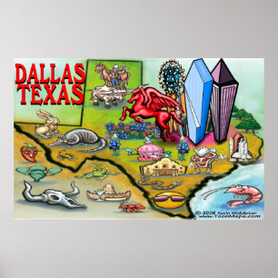 Poster Carte Dallas TEXAS