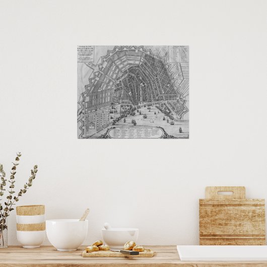 Poster Carte d'Amsterdam, 1662 (Cuisine)