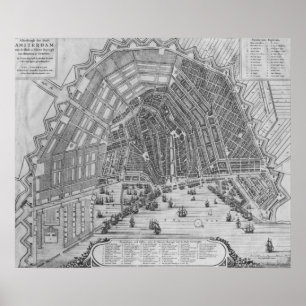 Poster Carte d'Amsterdam, 1662