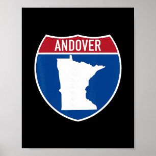 Poster Carte d'Andover Minnesota Panneau routier Intersta
