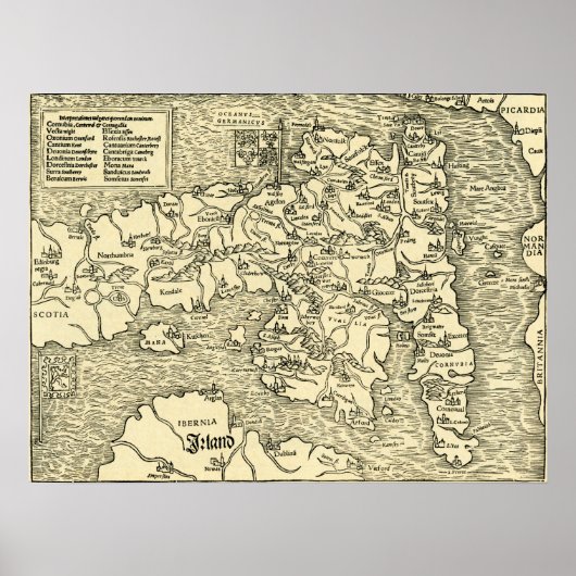 Poster Carte d'Angleterre dans la Geographia Universalis (Devant)