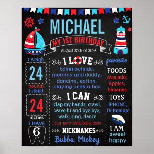 Poster Carte d'anniversaire de la marine nautique