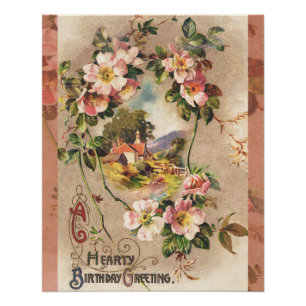 Poster Carte d'anniversaire vintage