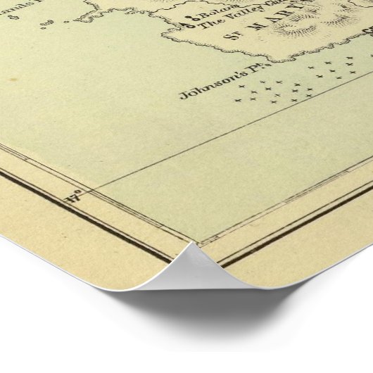 Poster Carte d'Antigua Lithographiée (Coin)