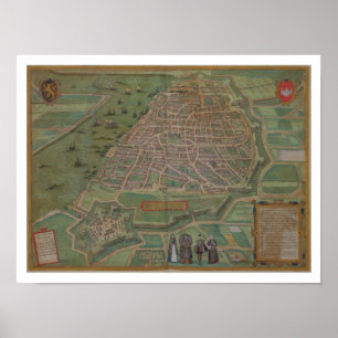 Poster Carte d'Anvers, de Civitates Orbis Terrarum par
