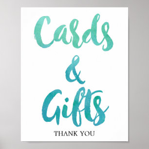 Poster Carte d'aquarelle Carte de plage et signe cadeau