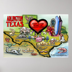 Poster Carte d'Arlington TX