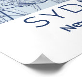 Poster Carte d'art mural gris bleu Sydney (Coin)