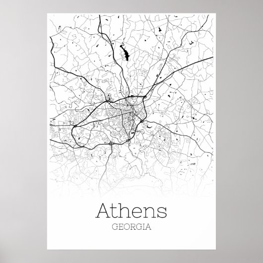 Poster Carte d'Athènes - Géorgie - Carte de la ville (Devant)