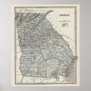 Poster Carte d'atlas de la Géorgie