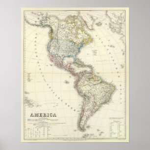 Poster Carte d'atlas de l'Amérique