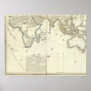 Poster Carte d'atlas de l'Océan Indien