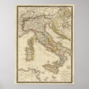 Poster Carte d'atlas de Rome