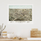 Poster Carte d'Attleborough, Massachusetts de 1878 (Cuisine)